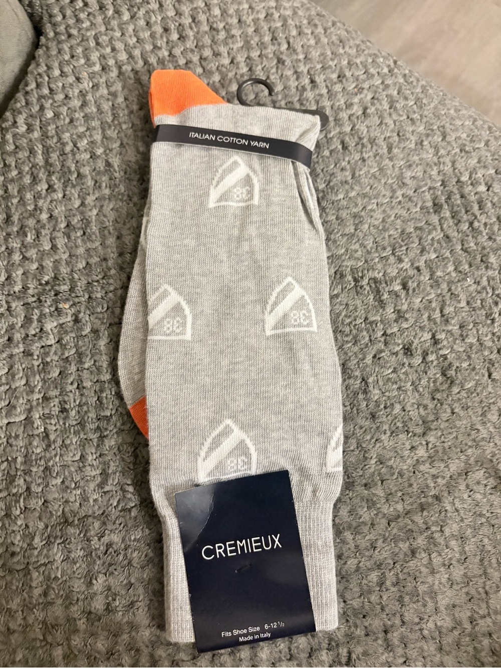 Men's Daniel Cremieux Gray Casual Trouser Socks Size 6 - 12.5 Made In Italy
